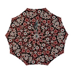 Mid Century Retro Floral 1970s 1960s Pattern 96 Automatic Folding Umbrella With Case (large)