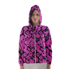 Mid Century Retro Floral 1970s 1960s Pattern 100 Women s Hooded Windbreaker