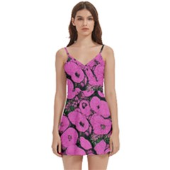 Mid Century Retro Floral 1970s 1960s Pattern 100 Body Wrap Sleeveless V-neck Mini Dress