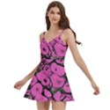 Mid Century Retro Floral 1970s 1960s Pattern 100 Body Wrap Sleeveless V-Neck Mini Dress View2