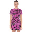 Mid Century Retro Floral 1970s 1960s Pattern 100 Drop Hem Mini Chiffon Dress View1