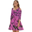 Mid Century Retro Floral 1970s 1960s Pattern 100 Shoulder Cut Out Zip Up Dress View2