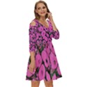 Mid Century Retro Floral 1970s 1960s Pattern 100 Shoulder Cut Out Zip Up Dress View3