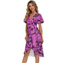 Mid Century Retro Floral 1970s 1960s Pattern 100 Women s Kimono Wrap Satin Dress View2