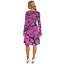 Mid Century Retro Floral 1970s 1960s Pattern 100 Long Sleeve Dress With Pocket View4