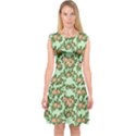 Retro 1880s Flowers Pattern 5 Capsleeve Midi Dress View1