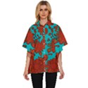 Mid Century Retro Floral 1970s 1960s Pattern 103 Women s Batwing Button Up Shirt View1