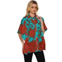 Mid Century Retro Floral 1970s 1960s Pattern 103 Women s Batwing Button Up Shirt View3
