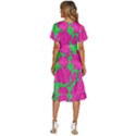 Mid Century Retro Floral 1970s 1960s Pattern 98 Women s Kimono Wrap Satin Dress View4