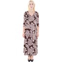 Mid Century Retro Floral 1970s 1960s Pattern 106 Quarter Sleeve Wrap Maxi Dress View1