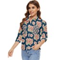 Retro 1880s Flowers Pattern 7 Women s Quarter Sleeve Pocket Shirt View3