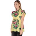 Retro 1880s Flowers Pattern 8 Ruffle Collar Short Sleeve Chiffon Top View2