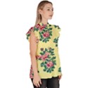 Retro 1880s Flowers Pattern 8 Ruffle Collar Short Sleeve Chiffon Top View3