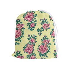 Retro 1880s Flowers Pattern 8 Drawstring Pouch (xl)