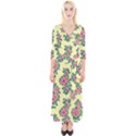 Retro 1880s Flowers Pattern 8 Quarter Sleeve Wrap Maxi Dress View1