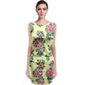 Retro 1880s Flowers Pattern 8 Sleeveless Velvet Midi Dress View1