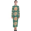 Retro 1880s Flowers Pattern 6 Turtleneck Maxi Dress View1