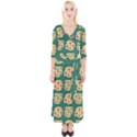 Retro 1880s Flowers Pattern 6 Quarter Sleeve Wrap Maxi Dress View1