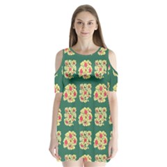 Retro 1880s Flowers Pattern 6 Shoulder Cutout Velvet One Piece
