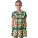 Retro 1880s Flowers Pattern 6 Kids  Short Sleeve Pinafore Style Dress View1