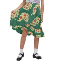 Retro 1880s Flowers Pattern 6 Kids  Ruffle Flared Wrap Midi Skirt View1