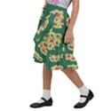 Retro 1880s Flowers Pattern 6 Kids  Ruffle Flared Wrap Midi Skirt View2