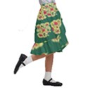 Retro 1880s Flowers Pattern 6 Kids  Ruffle Flared Wrap Midi Skirt View3