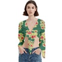 Retro 1880s Flowers Pattern 6 Trumpet Sleeve Cropped Top View1