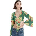 Retro 1880s Flowers Pattern 6 Trumpet Sleeve Cropped Top View3