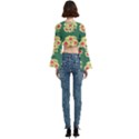 Retro 1880s Flowers Pattern 6 Trumpet Sleeve Cropped Top View4