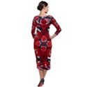 Mid Century Retro Floral 1970s 1960s Pattern 105 Quarter Sleeve Midi Velour Bodycon Dress View2