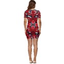 Mid Century Retro Floral 1970s 1960s Pattern 105 Low Cut Cap Sleeve Mini Dress View4