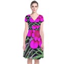 Mid Century Retro Floral 1970s 1960s Pattern 99 Short Sleeve Front Wrap Dress View1