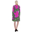 Mid Century Retro Floral 1970s 1960s Pattern 99 Long Sleeve Velvet Front Wrap Dress View2