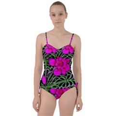 Mid Century Retro Floral 1970s 1960s Pattern 99 Sweetheart Tankini Set