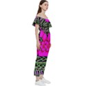 Mid Century Retro Floral 1970s 1960s Pattern 99 Bardot Ruffle Jumpsuit View3