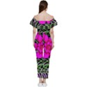 Mid Century Retro Floral 1970s 1960s Pattern 99 Bardot Ruffle Jumpsuit View4