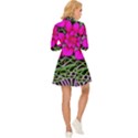 Mid Century Retro Floral 1970s 1960s Pattern 99 Long Sleeve Velour Longline Dress View4