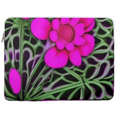 Mid Century Retro Floral 1970s 1960s Pattern 99 17  Vertical Laptop Sleeve Case With Pocket