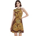 Mid Century Retro Floral 1970s 1960s Pattern 95 Cocktail Party Halter Sleeveless Dress With Pockets View1