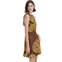 Mid Century Retro Floral 1970s 1960s Pattern 95 Cocktail Party Halter Sleeveless Dress With Pockets View3