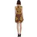 Mid Century Retro Floral 1970s 1960s Pattern 95 Cocktail Party Halter Sleeveless Dress With Pockets View4