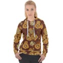 Mid Century Retro Floral 1970s 1960s Pattern 95 Women s Overhead Hoodie View1