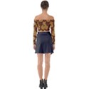 Mid Century Retro Floral 1970s 1960s Pattern 95 Long Sleeve Off Shoulder Crop Top View2