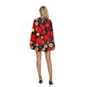 Mid Century Retro Floral 1970s 1960s Pattern 104 Round Neck Long Sleeve Bohemian Style Chiffon Mini Dress View4