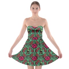 Retro 1880s Flowers Pattern 3 Strapless Bra Top Dress