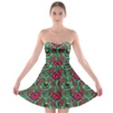 Retro 1880s Flowers Pattern 3 Strapless Bra Top Dress View1