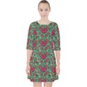Retro 1880s Flowers Pattern 3 Quarter Sleeve Pocket Dress View1