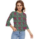 Retro 1880s Flowers Pattern 3 Bell Sleeve Top View1