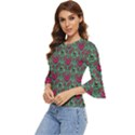 Retro 1880s Flowers Pattern 3 Bell Sleeve Top View2